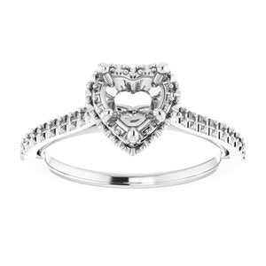 14K White 6 x 6 mm Heart - BN & CO JEWELRY