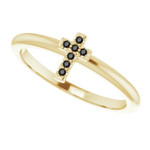 14K Yellow .03 CTW Natural Black Diamond Stackable Cross Ring - BN & CO JEWELRY
