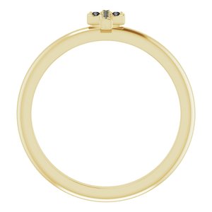 14K Yellow .03 CTW Natural Black Diamond Stackable Cross Ring - BN & CO JEWELRY