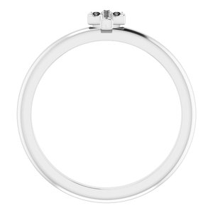 14K White .03 CTW Natural Black Diamond Stackable Cross Ring - BN & CO JEWELRY