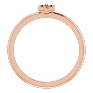 14K Rose .03 CTW Natural Black Diamond Stackable Cross Ring - BN & CO JEWELRY