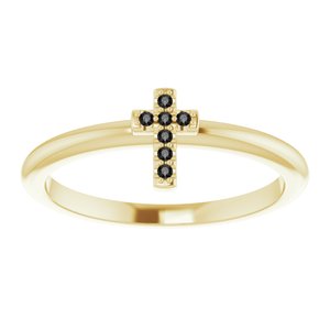 14K Yellow .03 CTW Natural Black Diamond Stackable Cross Ring - BN & CO JEWELRY