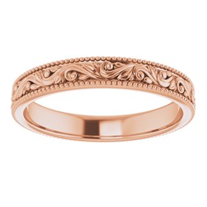 14K Rose 3.2 mm Design-Engraved Band Size 6 - BN & CO JEWELRY