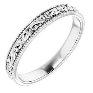 Sterling Silver 3.2 mm Design-Engraved Band Size 8 - BN & CO JEWELRY