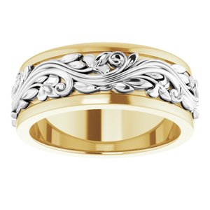 10K Yellow/White 7 mm Sculptural Band - BN & CO JEWELRY