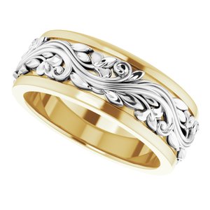 10K Yellow/White 7 mm Sculptural Band - BN & CO JEWELRY