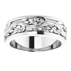 14K White 7 mm Sculptural Band - BN & CO JEWELRY