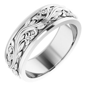 14K White 7 mm Sculptural Band - BN & CO JEWELRY