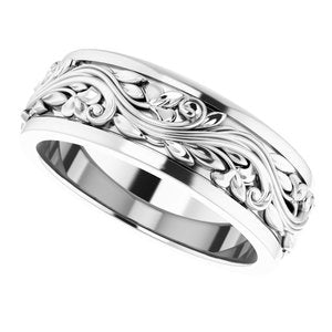 14K White 7 mm Sculptural Band - BN & CO JEWELRY