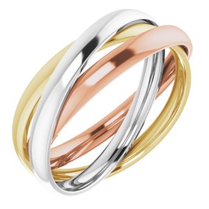 14K Tri-Color Three Band Rolling Ring Size 7 - BN & CO JEWELRY