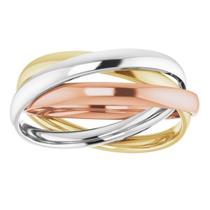 14K Tri-Color Three Band Rolling Ring Size 8 - BN & CO JEWELRY