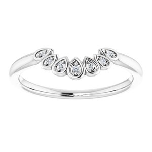 14K White .025 CTW Natural Diamond Vintage-Inspired Contour Band - BN & CO JEWELRY