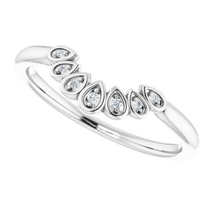 14K White .025 CTW Natural Diamond Vintage-Inspired Contour Band - BN & CO JEWELRY