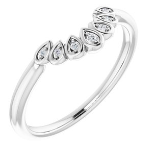 14K White .025 CTW Natural Diamond Vintage-Inspired Contour Band - BN & CO JEWELRY