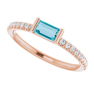 14K Rose Natural London Blue Topaz & 1/6 CTW Natural Diamond Stackable Ring - BN & CO JEWELRY