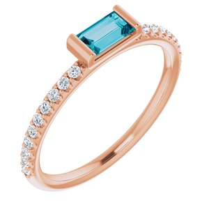 14K Rose Natural London Blue Topaz & 1/6 CTW Natural Diamond Stackable Ring - BN & CO JEWELRY