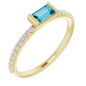 14K Yellow Natural London Blue Topaz & 1/6 CTW Natural Diamond Stackable Ring - BN & CO JEWELRY