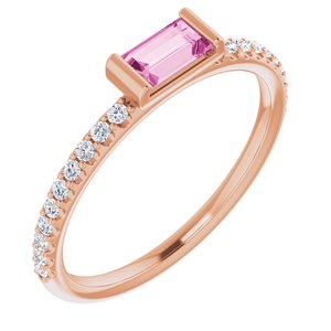 14K Rose Natural Pink Sapphire & 1/6 CTW Natural Diamond Stackable Ring - BN & CO JEWELRY