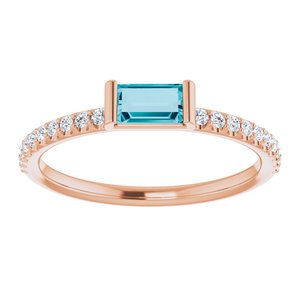 14K Rose Natural London Blue Topaz & 1/6 CTW Natural Diamond Stackable Ring - BN & CO JEWELRY
