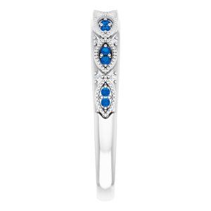 14K White .06 CTW Natural Diamond & Natural Blue Sapphire Anniversary Band - BN & CO JEWELRY