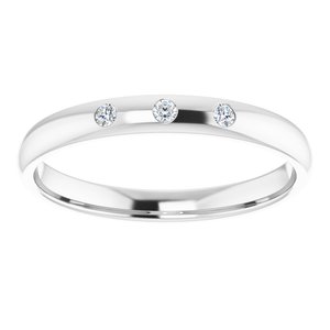 14K White .04 CTW Natural Diamond Three-Stone Half Round Band - BN & CO JEWELRY