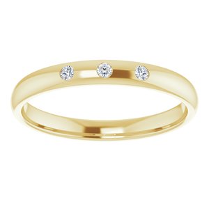 14K Yellow .04 CTW Natural Diamond Three-Stone Half Round Band - BN & CO JEWELRY