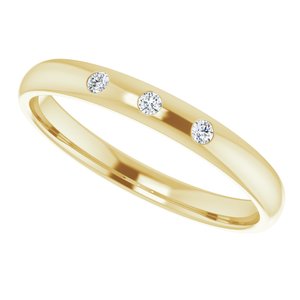 14K Yellow .04 CTW Natural Diamond Three-Stone Half Round Band - BN & CO JEWELRY