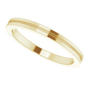 14K Yellow 2 mm Flat Edge Band with Milgrain Size 6.5 - BN & CO JEWELRY