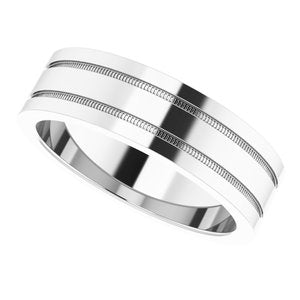 Platinum 6 mm Flat Edge Band with Milgrain Size 10.5 - BN & CO JEWELRY