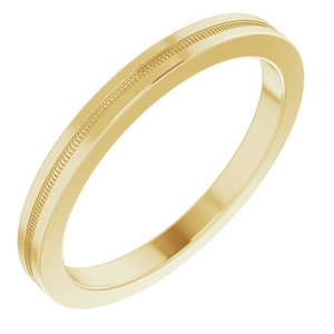 14K Yellow 2 mm Flat Edge Band with Milgrain Size 6.5 - BN & CO JEWELRY