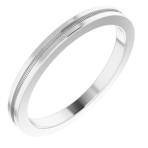 14K White 2 mm Flat Edge Band with Milgrain Size 7 - BN & CO JEWELRY