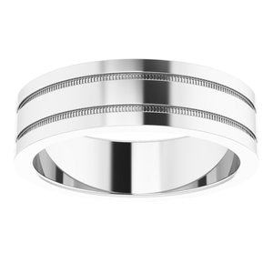 Platinum 6 mm Flat Edge Band with Milgrain Size 10.5 - BN & CO JEWELRY