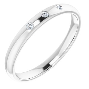14K White .04 CTW Natural Diamond Three-Stone Half Round Band - BN & CO JEWELRY