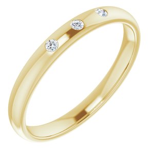 14K Yellow .04 CTW Natural Diamond Three-Stone Half Round Band - BN & CO JEWELRY