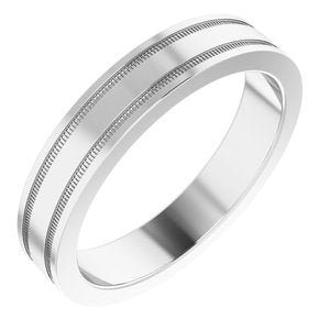Platinum 4 mm Flat Edge Band with Milgrain Size 8 - BN & CO JEWELRY