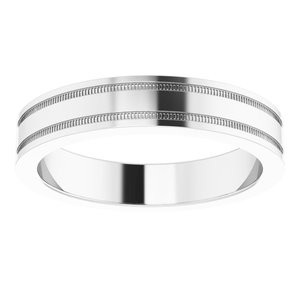 Platinum 4 mm Flat Edge Band with Milgrain Size 8 - BN & CO JEWELRY