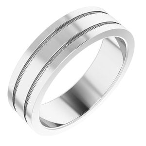 Platinum 6 mm Flat Edge Band with Milgrain Size 10.5 - BN & CO JEWELRY