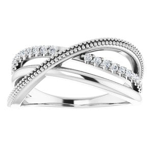14K White 1/5 CTW Lab-Grown Diamond Criss-Cross Ring - BN & CO JEWELRY