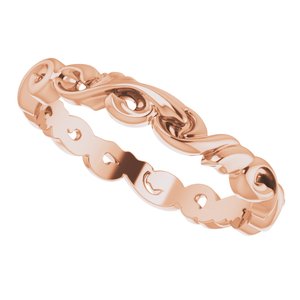 14K Rose 3 mm Sculptural Band Size 5 - BN & CO JEWELRY