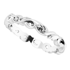 14K White 3 mm Sculptural Band Size 7 - BN & CO JEWELRY