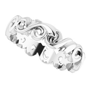 14K White 5 mm Sculptural Band Size 7.5 - BN & CO JEWELRY