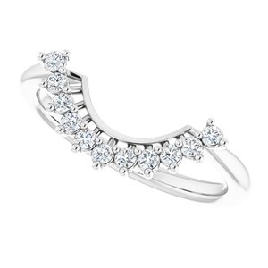 14K White 1/6 CTW Natural Diamond Matching Band for Oval Ring - BN & CO JEWELRY