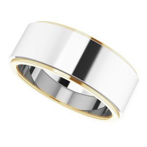 14K White/Yellow/White 7.5 mm Flat Edge Band Size 6.5 - BN & CO JEWELRY