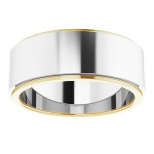 14K White/Yellow/White 7.5 mm Flat Edge Band Size 6.5 - BN & CO JEWELRY