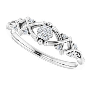 Sterling Silver .06 CTW Diamond Vintage-Inspired Ring - BN & CO JEWELRY
