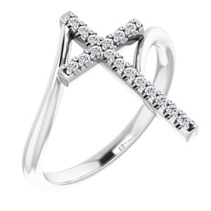 14K White 1/8 CTW Diamond Cross Ring - BN & CO JEWELRY