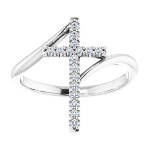 14K White 1/8 CTW Diamond Cross Ring - BN & CO JEWELRY
