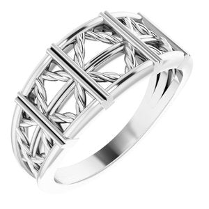 14K White Stackable Lattice Ring - BN & CO JEWELRY