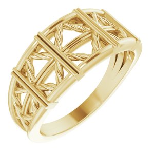 14K Yellow Stackable Lattice Ring - BN & CO JEWELRY