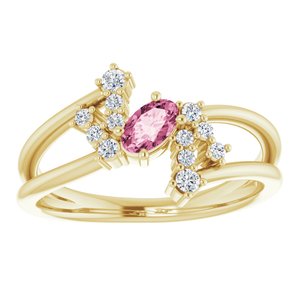 14K Yellow Natural Pink Tourmaline & 1/8 CTW Natural Diamond Bypass Ring - BN & CO JEWELRY